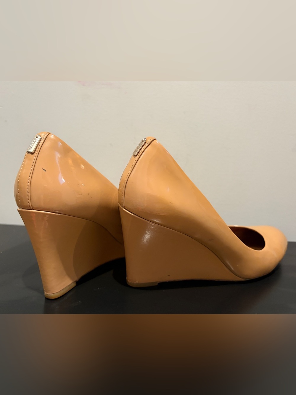 Coach Women's Nude Wedge Pumps size 8